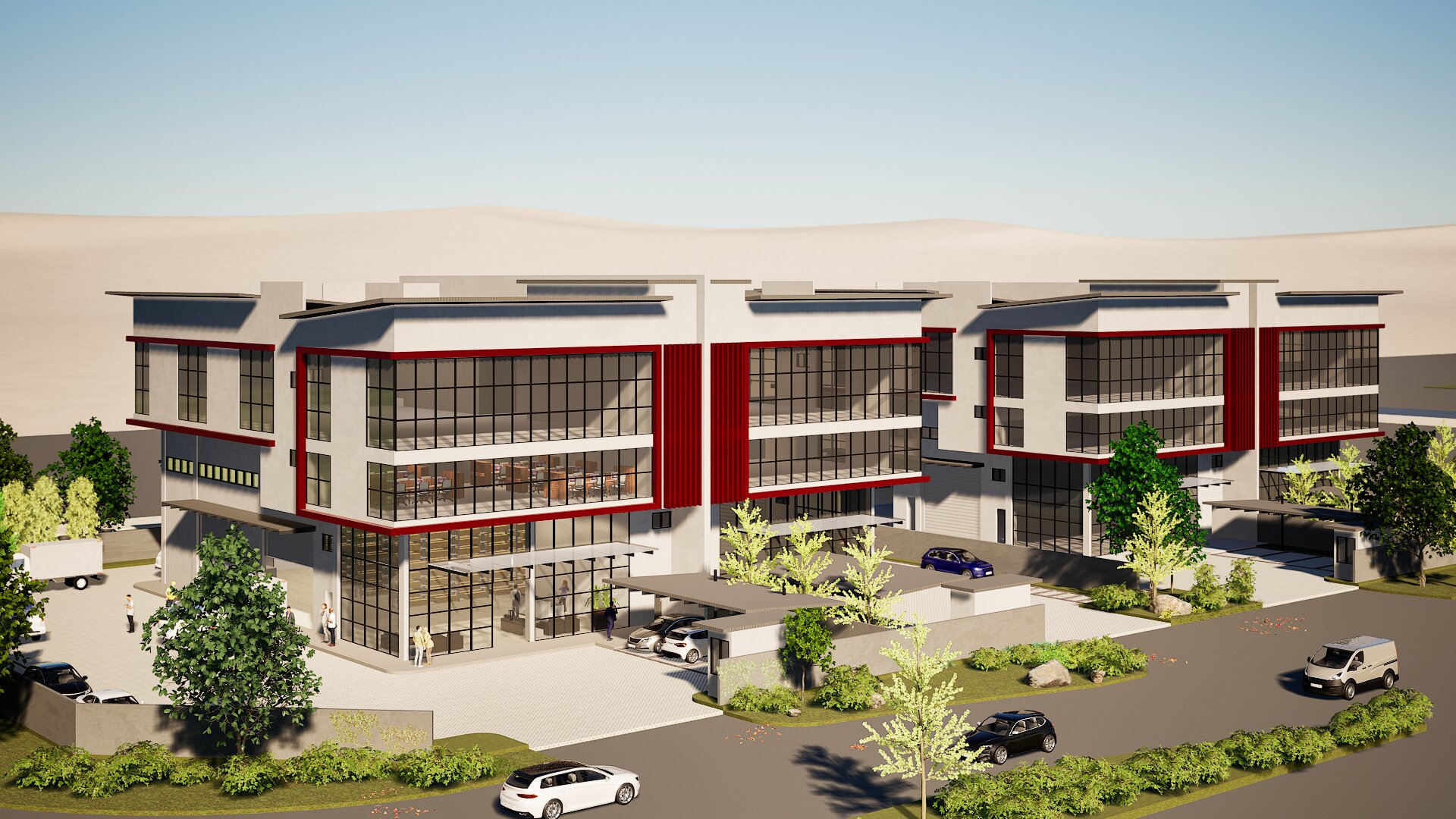 Aerial view of the development